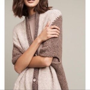 Anthropologie Sleeping on Snow Women’s Cocoon Cardigan Brown and Cream One Size